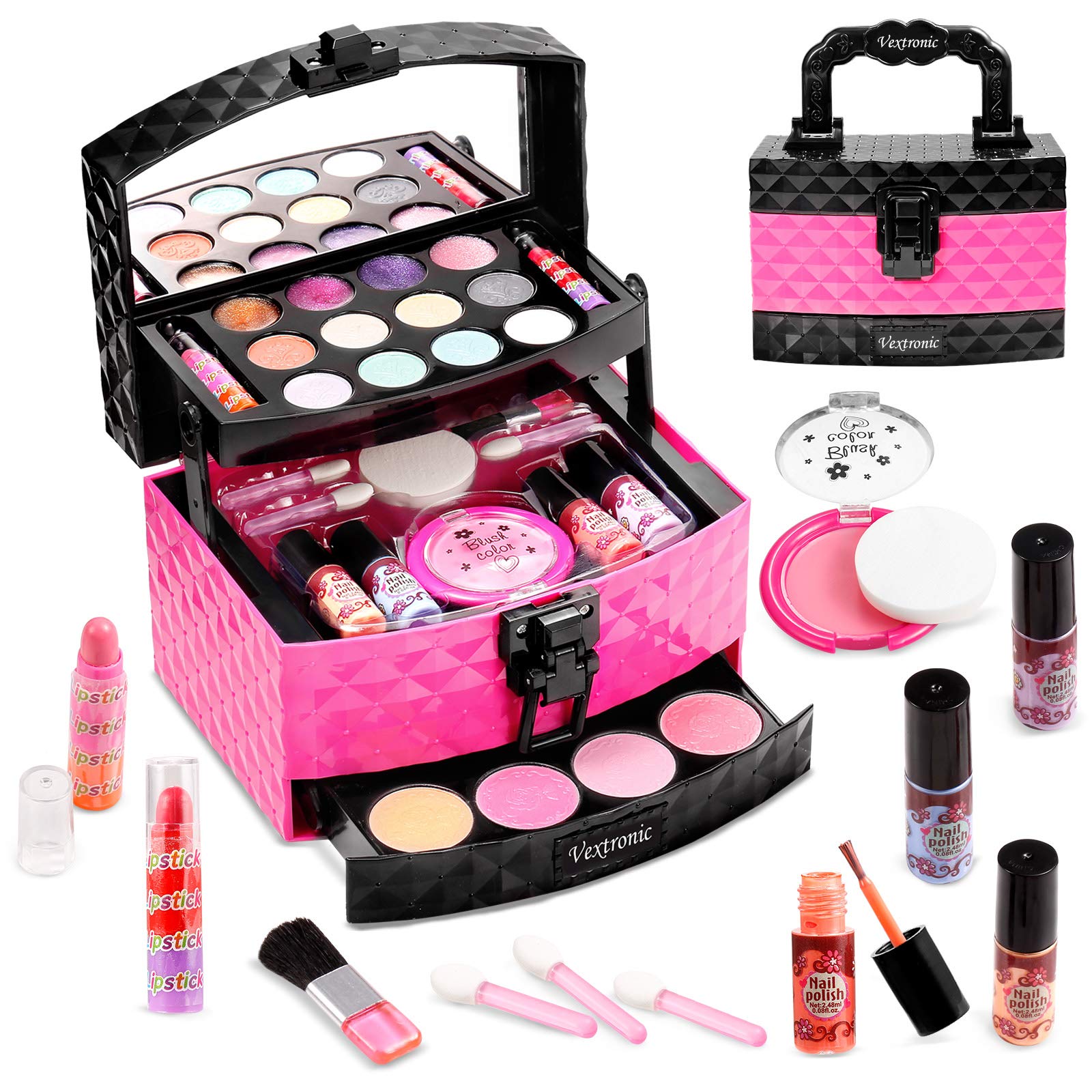 Vextronic Girl Makeup Toy Set 30 Pcs Washable Kids Makeup Kit for Girl
