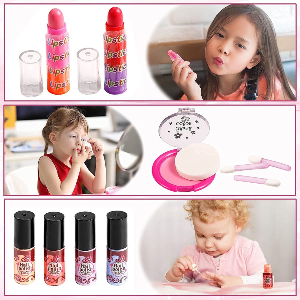 Vextronic Girl Makeup Toy Set 30 Pcs Washable Kids Makeup Kit for Girl